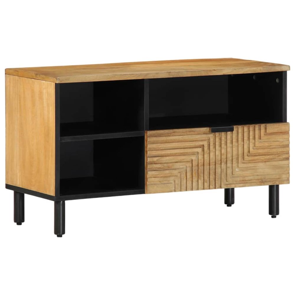 Meuble tv marron 80x33x46 cm bois massif de manguier