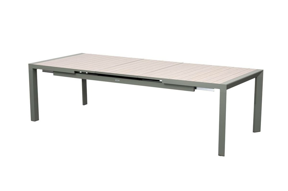 Table de jardin 10 places evasion extensible beige lin/laurier