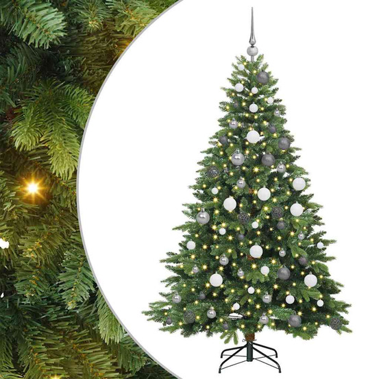 Sapin de noël artificiel avec 300 led vert 180 cm pe et pvc