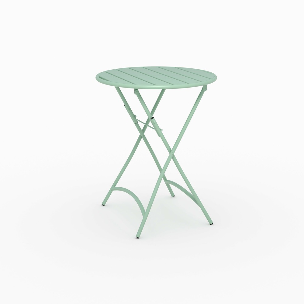 Yumi-table de jardin ronde et pliante en métal vert clair 2 personnes