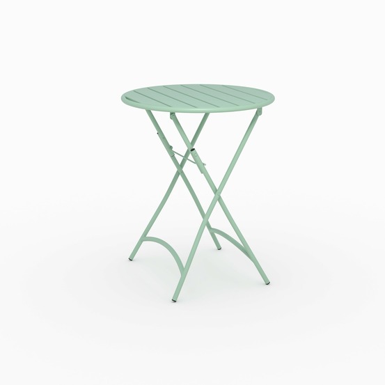 Yumi-table de jardin ronde et pliante en métal vert clair 2 personnes