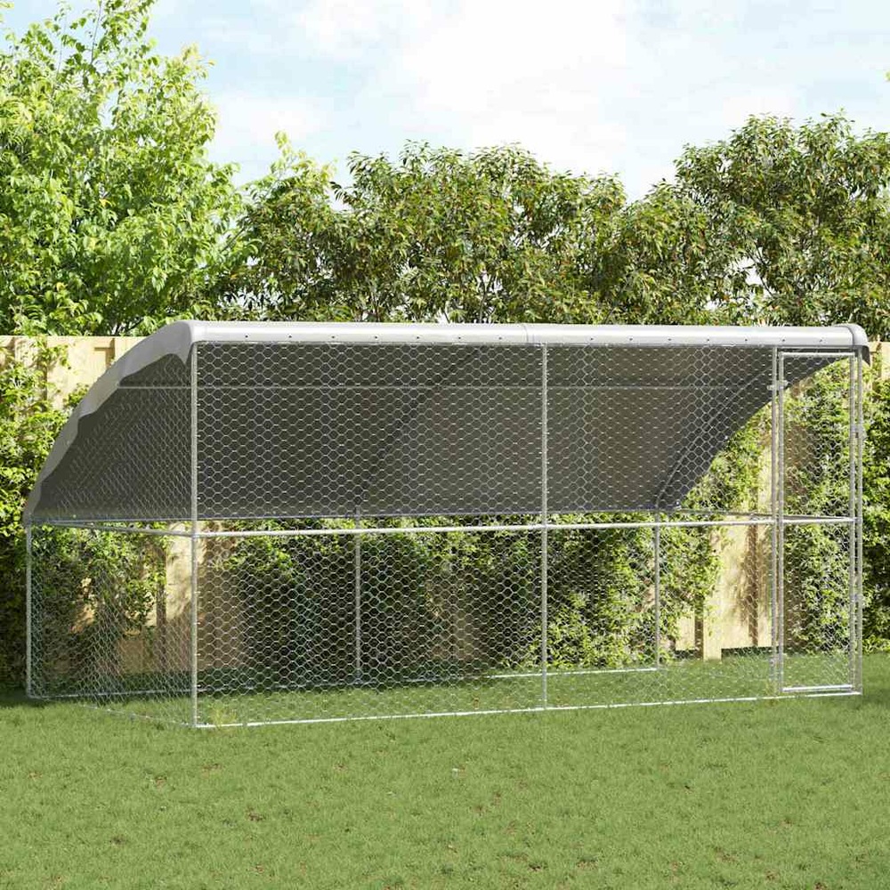Kennel pour chiens 2 pcs argenté 4 x 2 x 2 m acier galvanisé