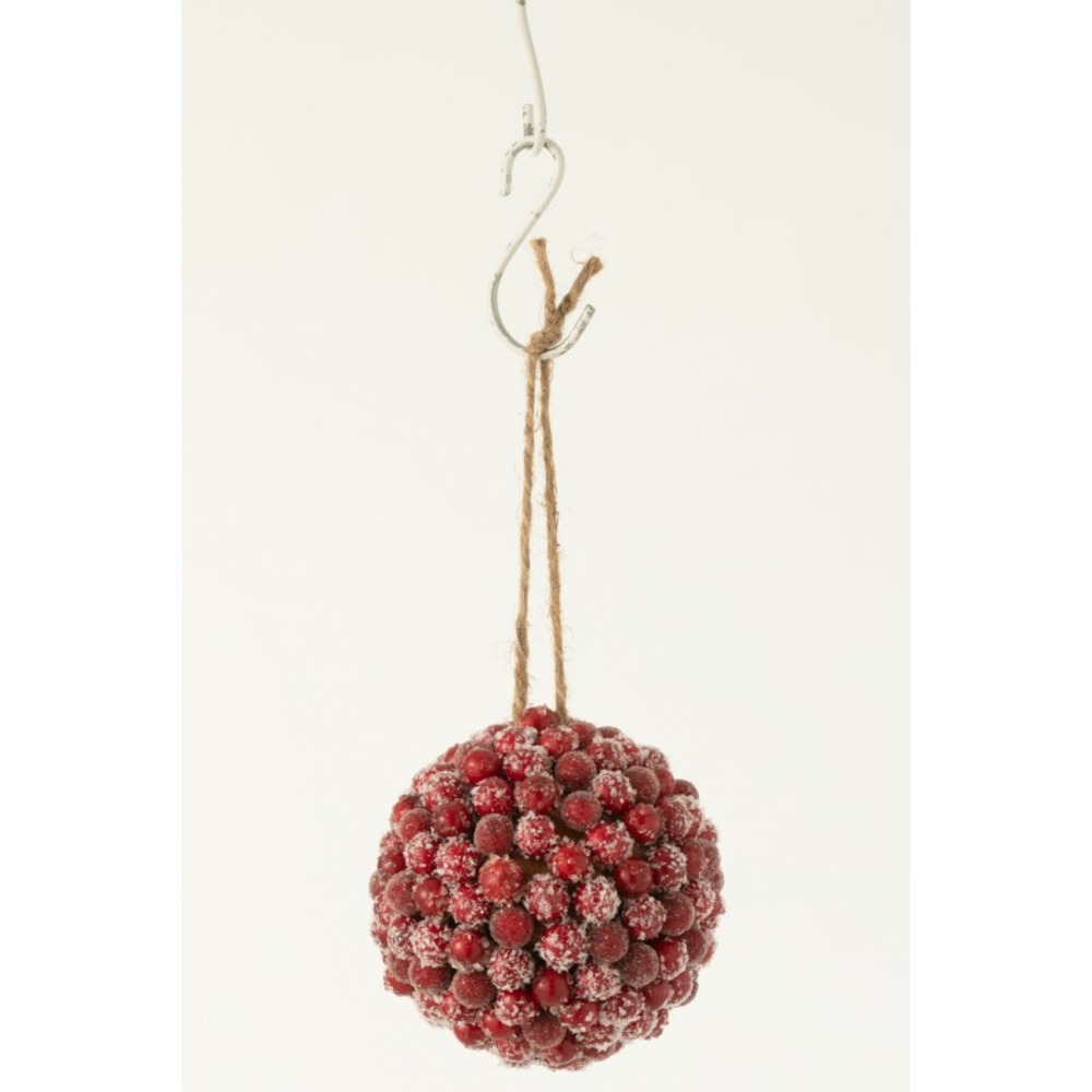 Boule de baies en résine rouge 12x12x12 cm