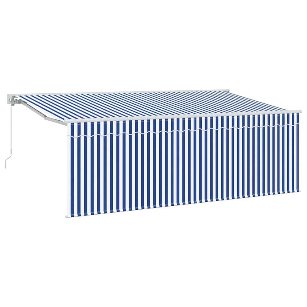 Auvent rétractable bleu et blanc 400 x 200 cm