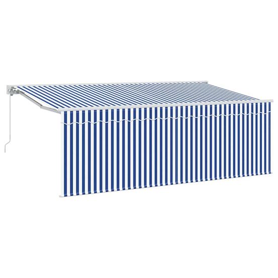 Auvent rétractable bleu et blanc 400 x 200 cm
