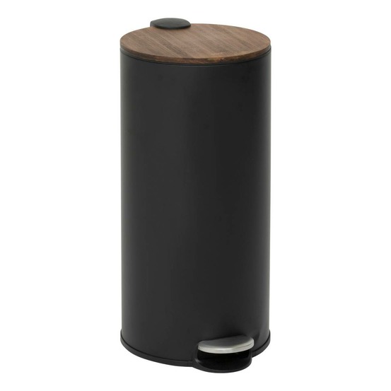 5five - poubelle modern color avec pedale 30l noir et acacia 29,2x37,7x59,5 cm