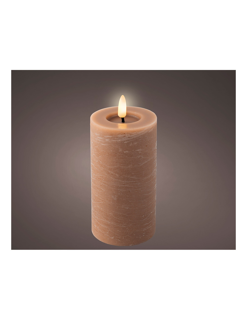 2 bougie en cire led marron avec lignes de marbre, ø7x15cm. Lumineo