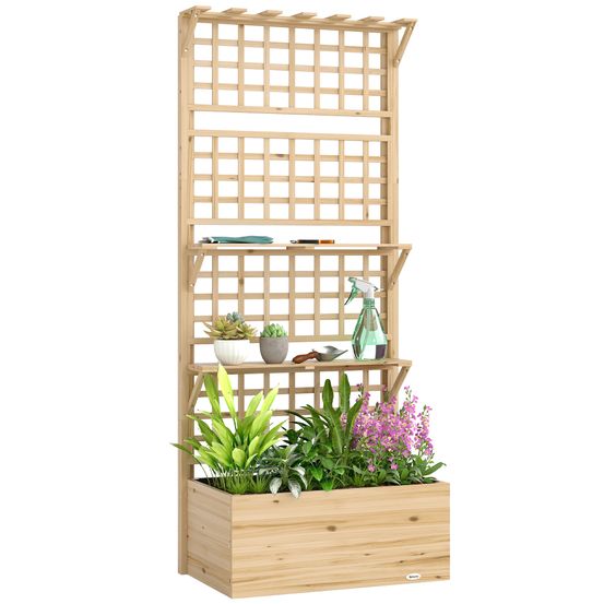 Jardinière en bois avec treillis pour plantes grimpantes étagères de rangement 177 cm naturel