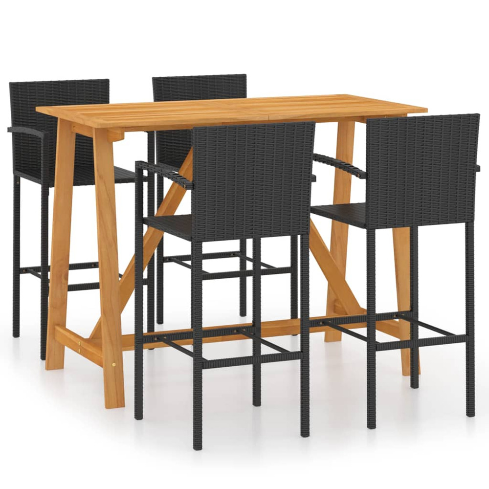 Ensemble de bar de jardin 5 pcs noir