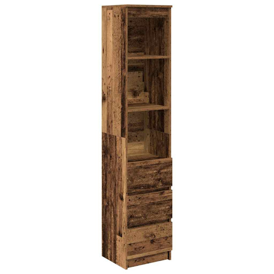 Buffet haut 37,5x35x180 cm vieux bois bois d'ingénierie