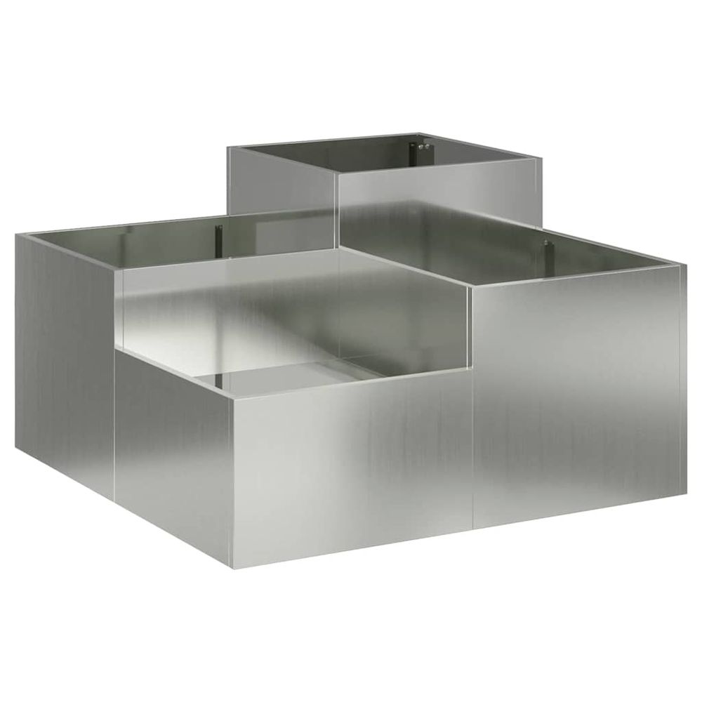Cache-pot de jardin argent 100 x 100 x 48 cm acier galvanisé