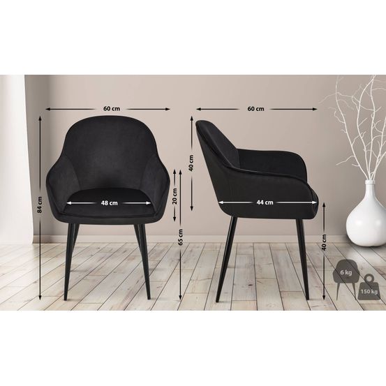Chaise de salle à manger en velours boise