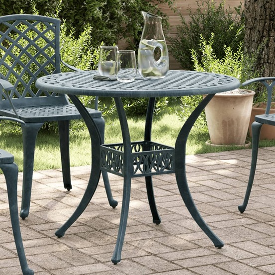 Table de jardin vert ø90x75 cm aluminium coulé