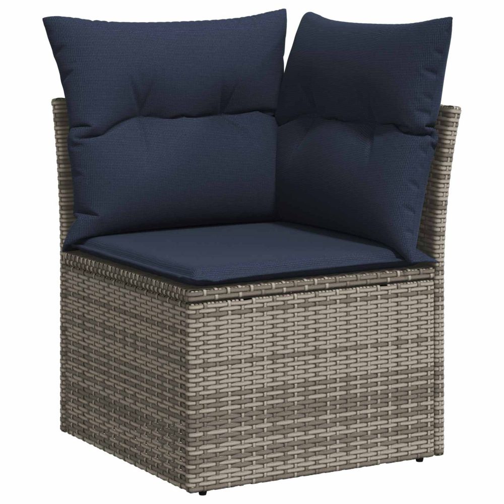 Canapé d'angle de jardin avec coussins gris résine tressée