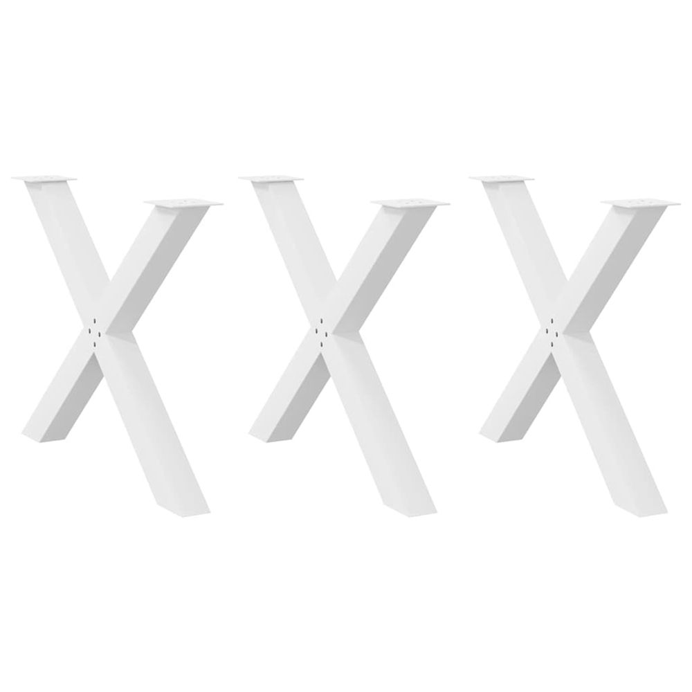 Pieds de table à manger en forme de x, 3 pièces, blanc, 90 x (72-73) cm, acier