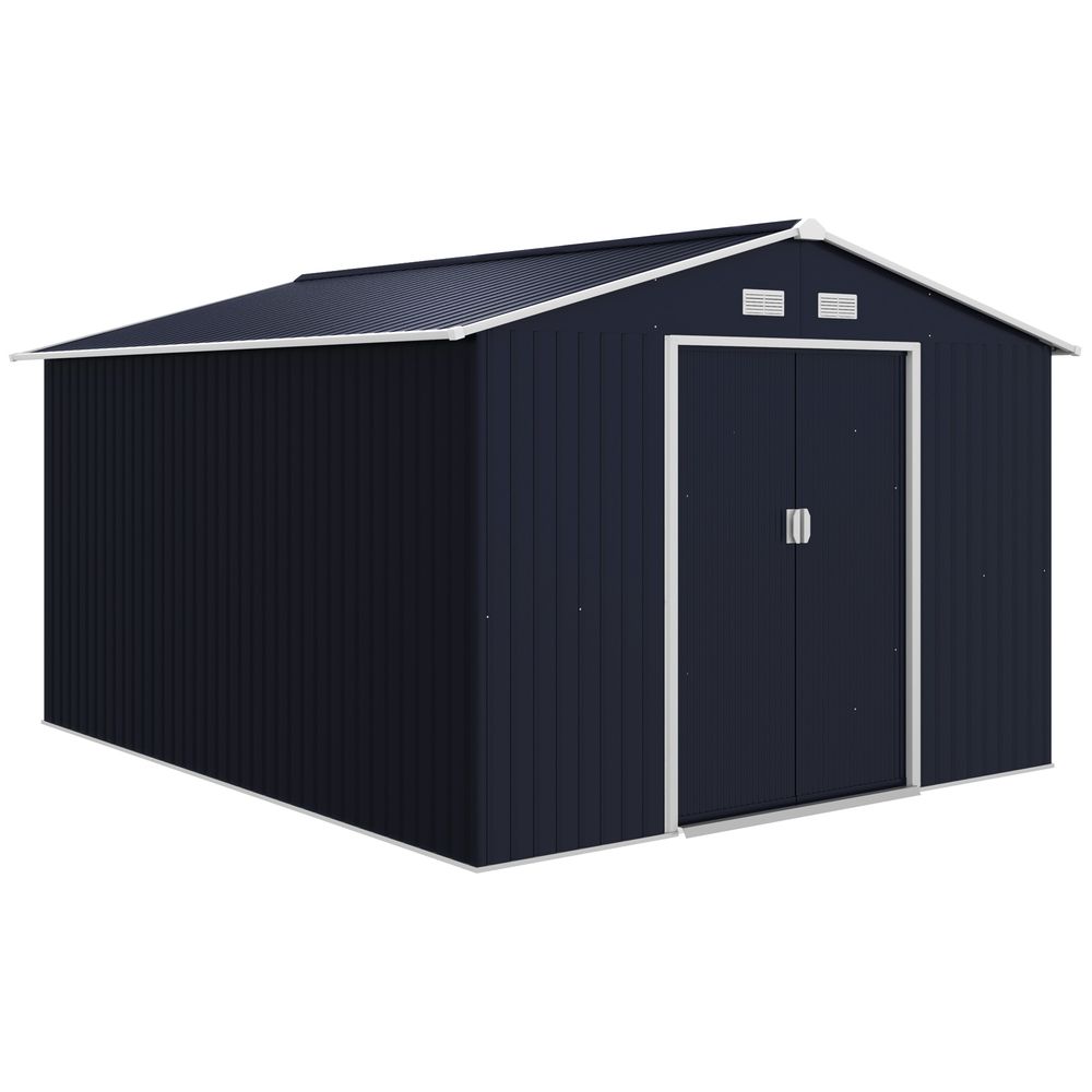 Grand abri de jardin en acier galvanisé avec portes coulissantes 322x277x192 cm gris - comfortxl outdoor living