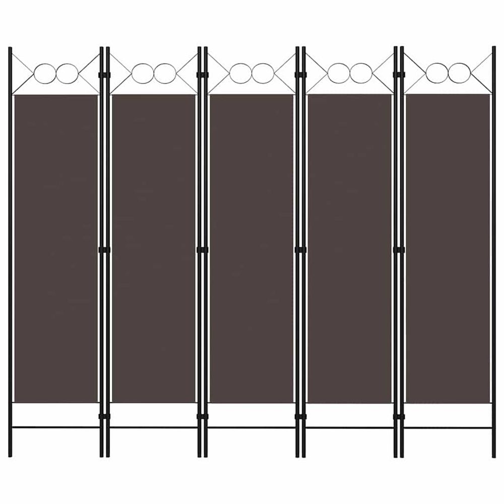 Cloison de séparation 5 panneaux marron 200x180 cm