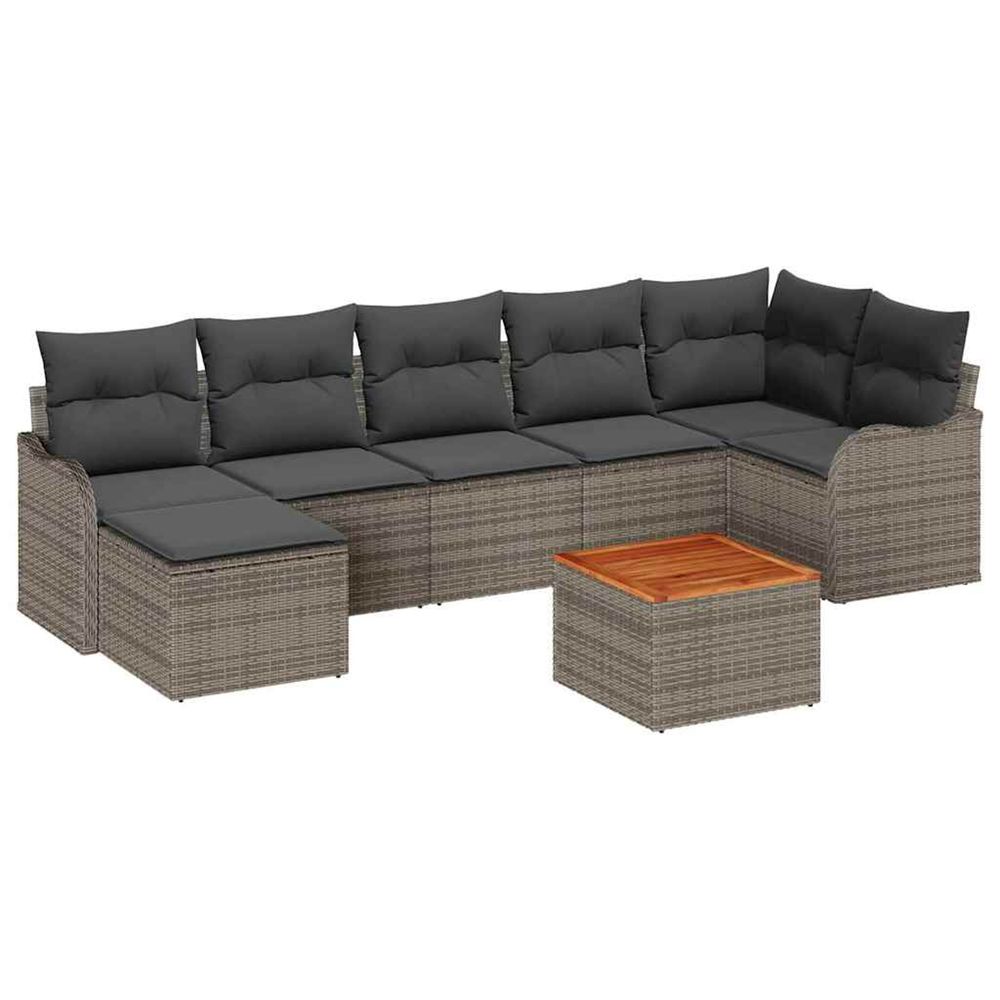 Ensemble de canapé de jardin 8 pc gris polyrotin