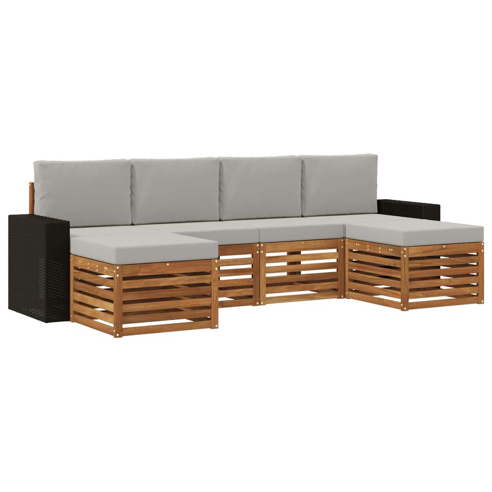 Ensemble de canapés d'extérieur 6 pc naturel et gris clair