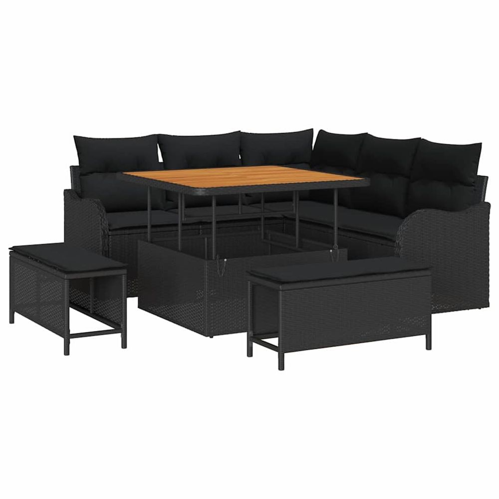 Ensemble de canapé de jardin 8 pc noir polyrotin