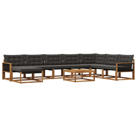 Ensemble de canapés d'extérieur 9 pcs naturel et noir