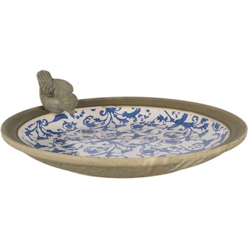 Bain d'oiseau en céramique patiné