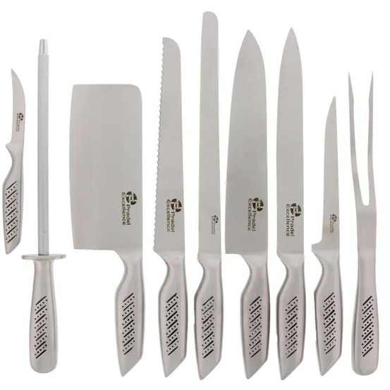 Sac coutellerie 9 pièces acier inox lame 26cm rangement nylon