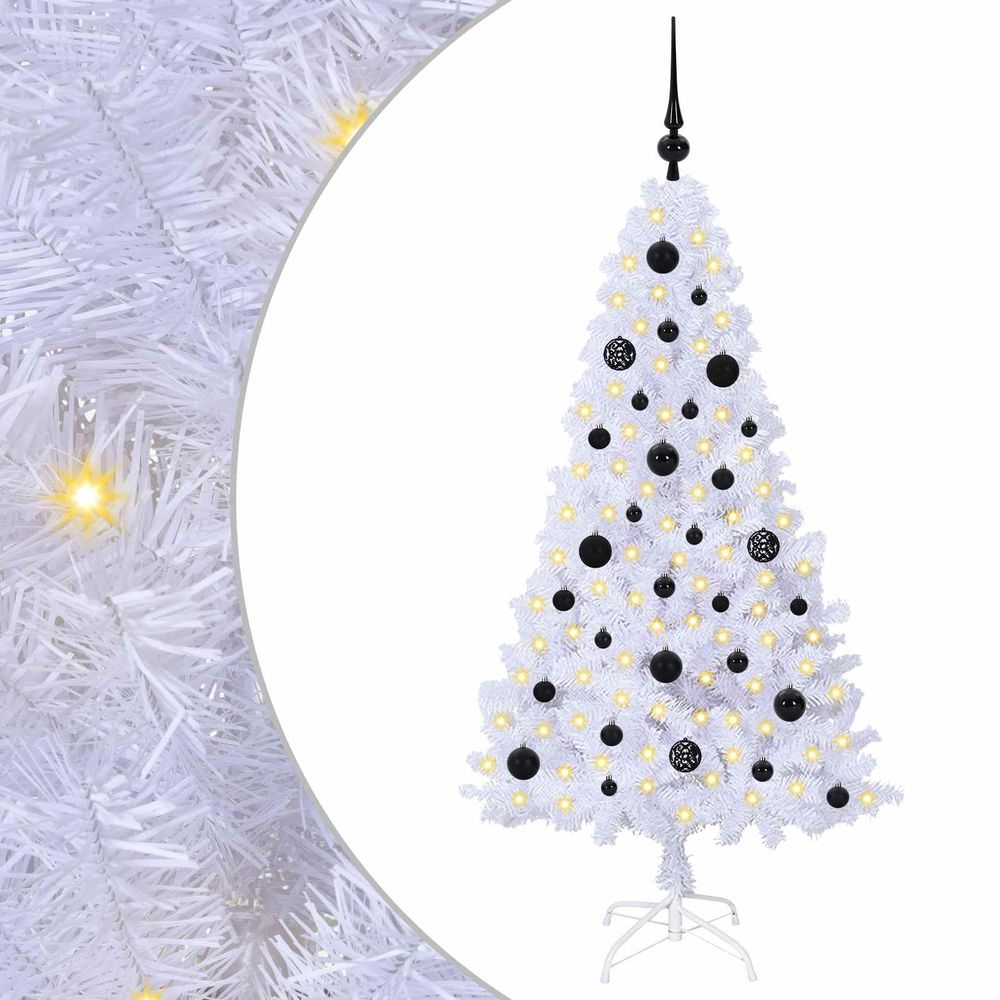 Sapin de noël artificiel blanc 150 cm pvc et acier