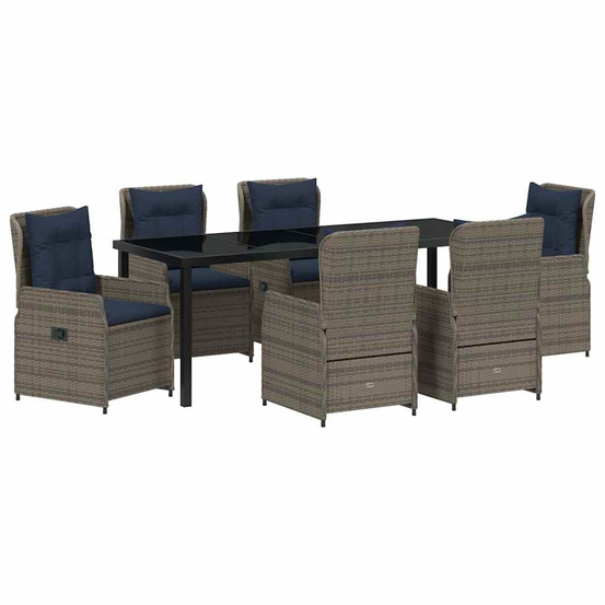 Ensemble de salle à manger pour jardin 7 pcs gris poly rotin
