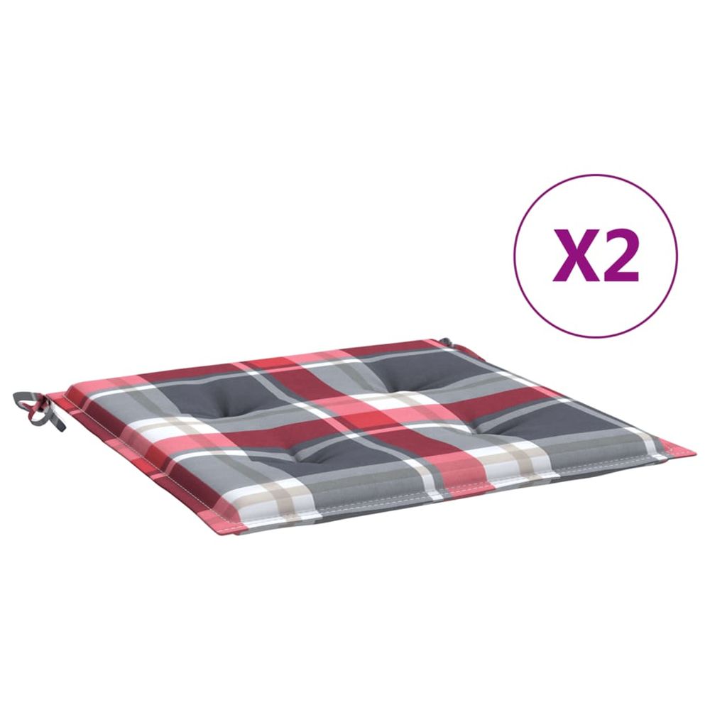 Coussins de chaise de jardin lot de 2 carreaux rouges 50x50x3cm