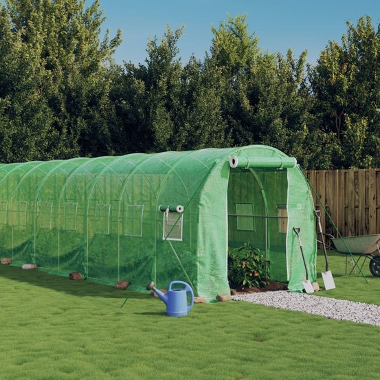 Serre avec cadre en acier vert 48 m² 24x2x2 m