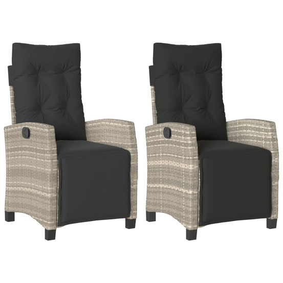 Chaises inclinables de jardin lot de 2 avec repose-pied rotin