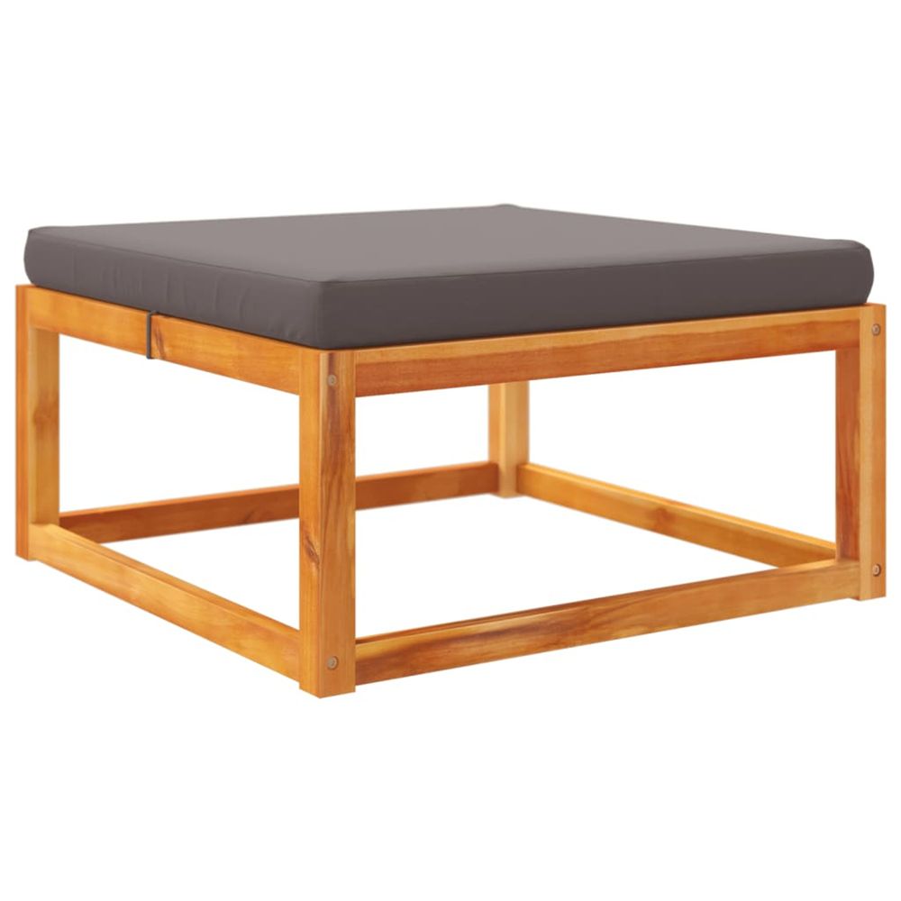 Repose-pied de jardin avec coussins bois massif d'acacia