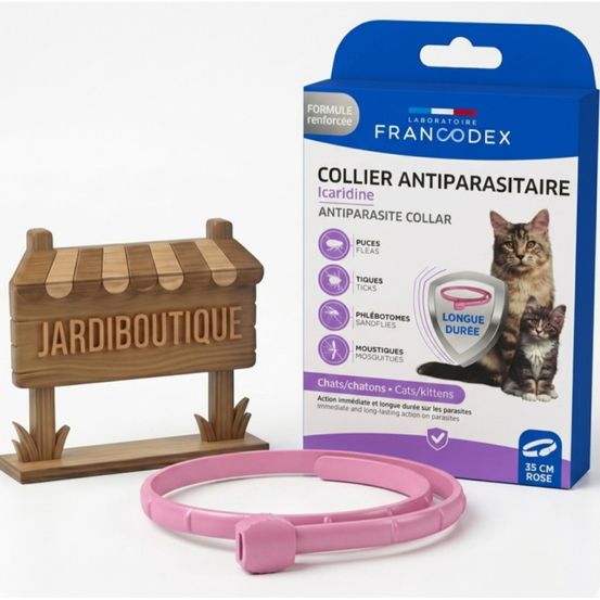 Collier antiparasitaire icaridine rose 35 cm pour chat et chaton