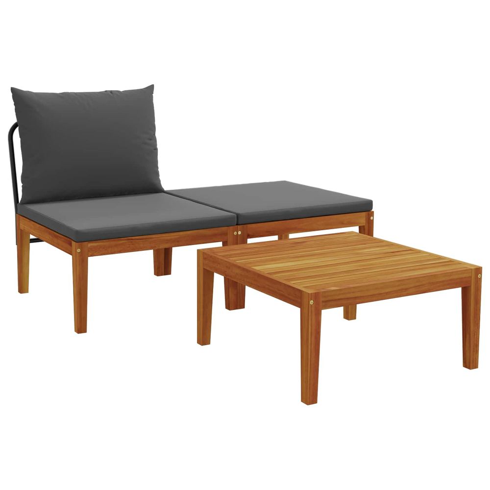 3 pc ensemble de salon de jardin avec coussins naturel