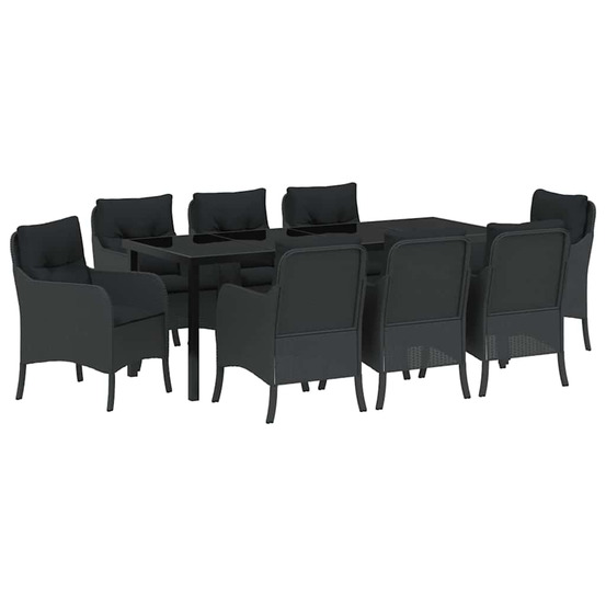 Ensemble de salle à manger pour jardin 9 pcs noir polyrotin