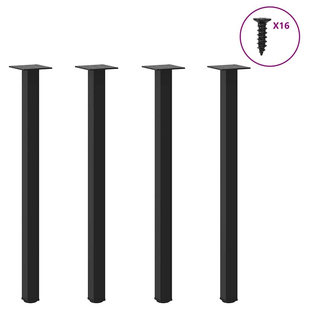 Pieds de table console 4 pièces noir 72-74 cm acier