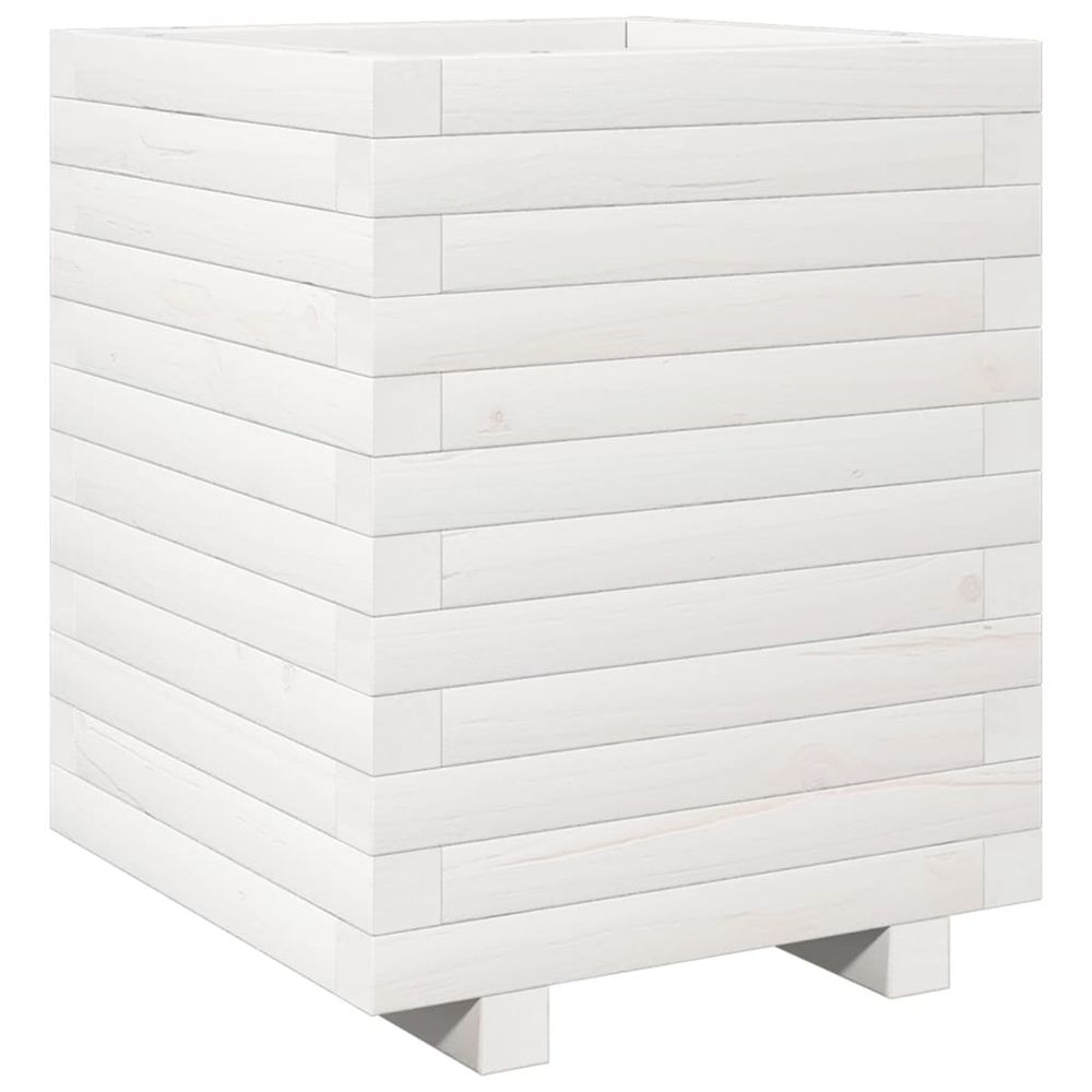 Jardinière d'extérieur blanc 40x40x49,5 cm bois de pin massif