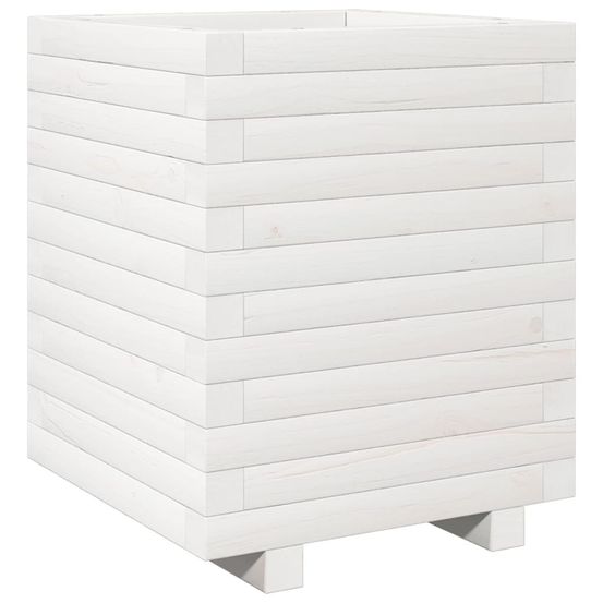 Jardinière d'extérieur blanc 40x40x49,5 cm bois de pin massif