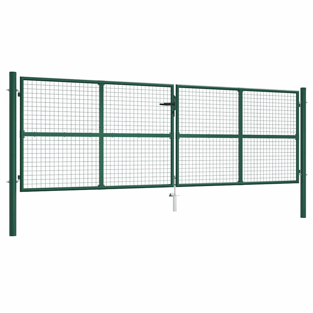 Portail de jardin en acier grillagé 400 x 125 cm vert