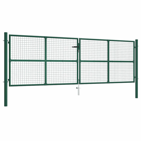 Portail de jardin en acier grillagé 400 x 125 cm vert