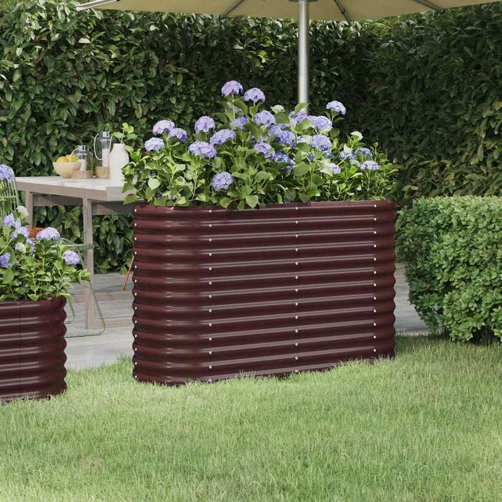 Potager surélevée acier potager pour jardin balcon marron 114x40x68 cm