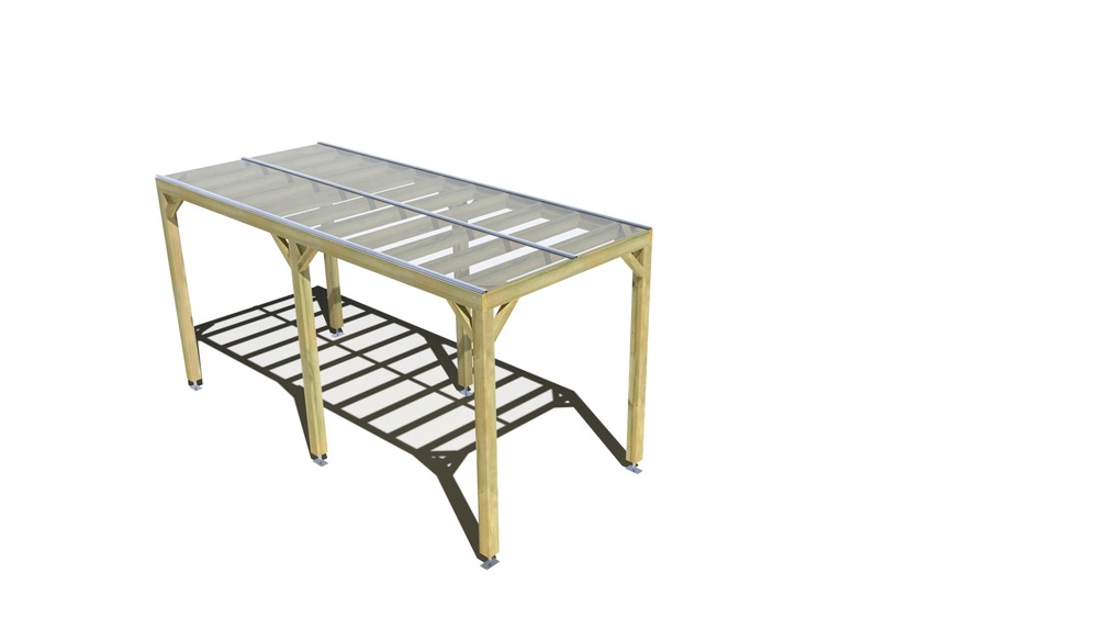 Pergola bois • 2m x 5m • indépendante • sens largeur • couverture étanche transparente incluse • livraison comprise