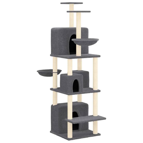 Arbre à chat avec griffoirs en sisal gris foncé 180 cm