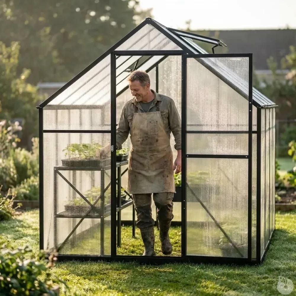 Serre de jardin en aluminium et polycarbonate 2,11 m² - 119x177x192cm -