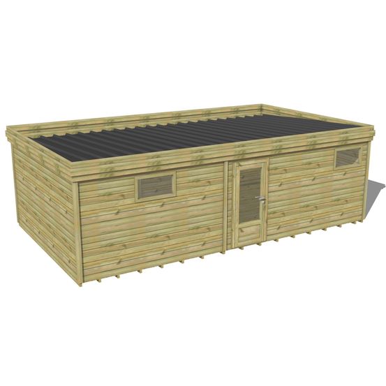 Abri de jardin bois pin traité autoclave 27mm - 7,695x4,34m / 33m2 - bac acier - plancher bois
