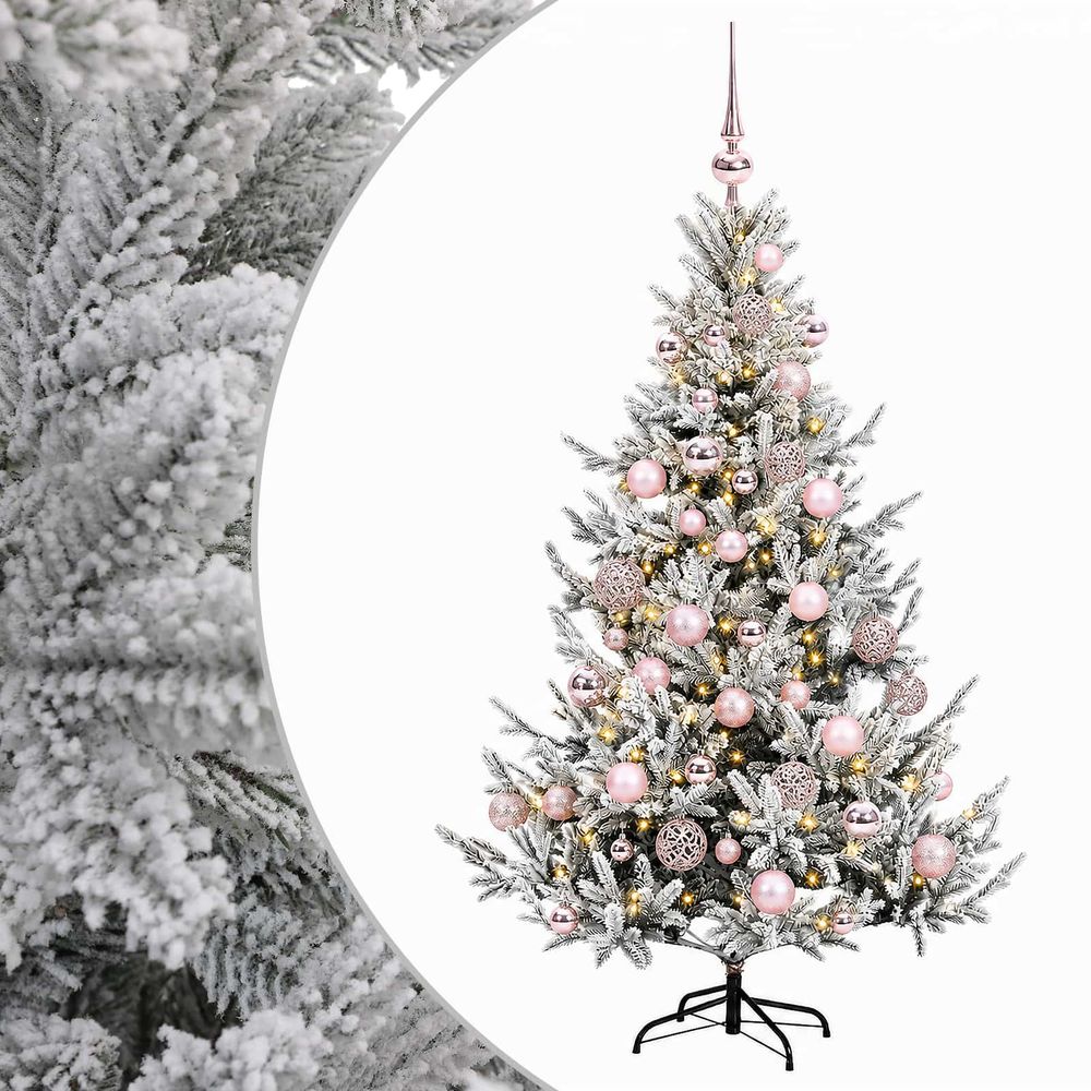 Sapin de noël artificiel avec boules 120 cm 150 led blanc chaud