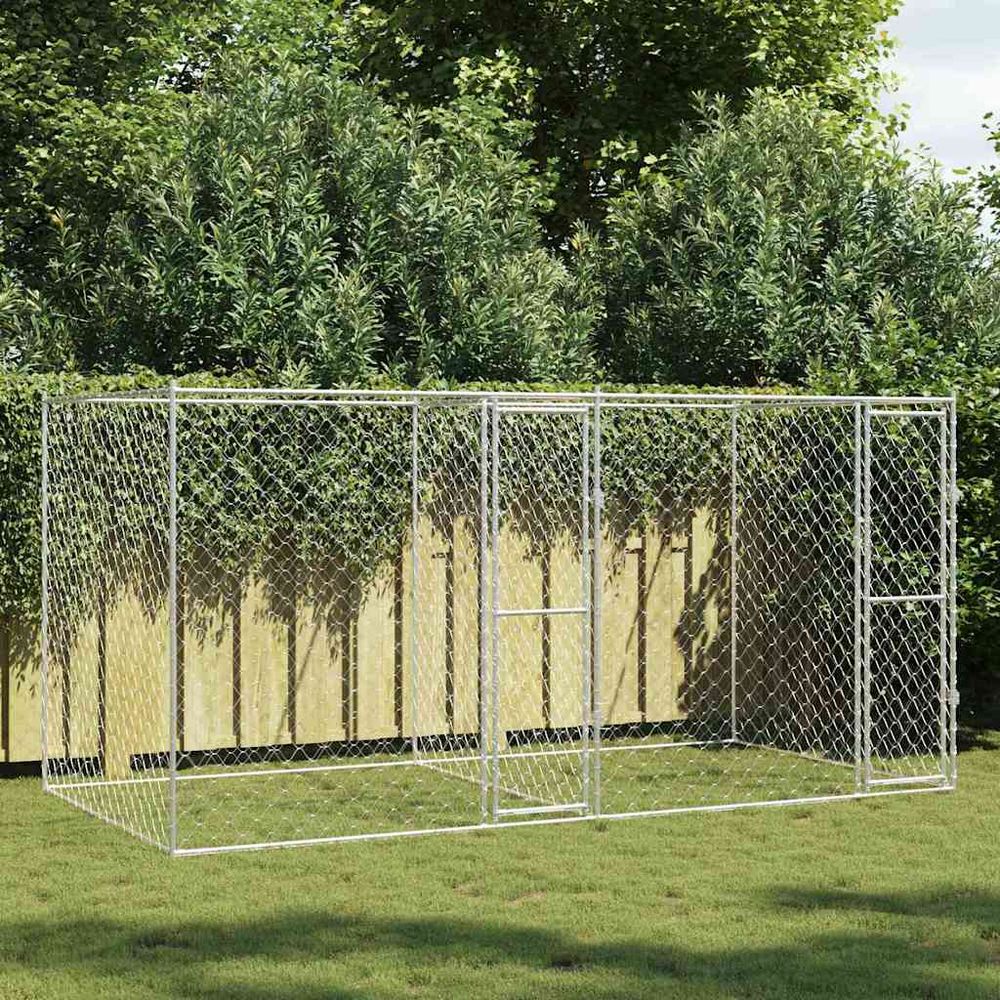 Chenil extérieur robuste acier galvanisé pour chien de jardin 400x200cm