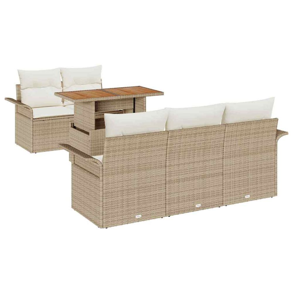 Ensemble de canapé de jardin 6 pc beige poly rotin