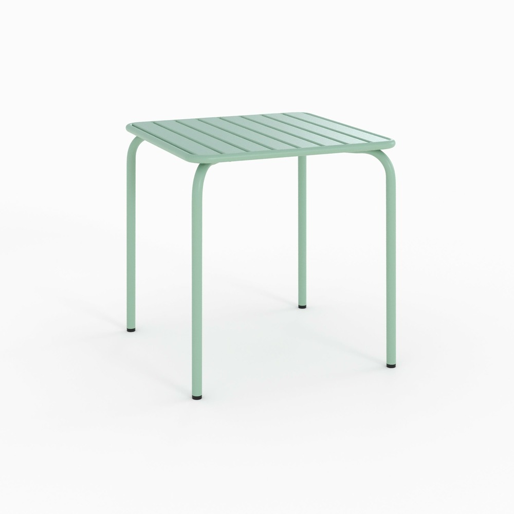 Yumi-table de jardin carrée en métal vert clair